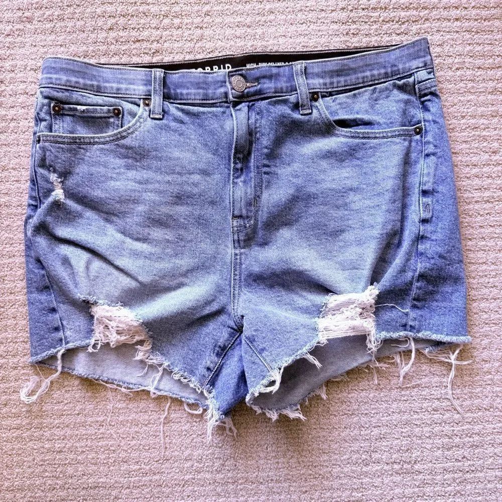 Torrid Distressed Light Blue Jean Shorts